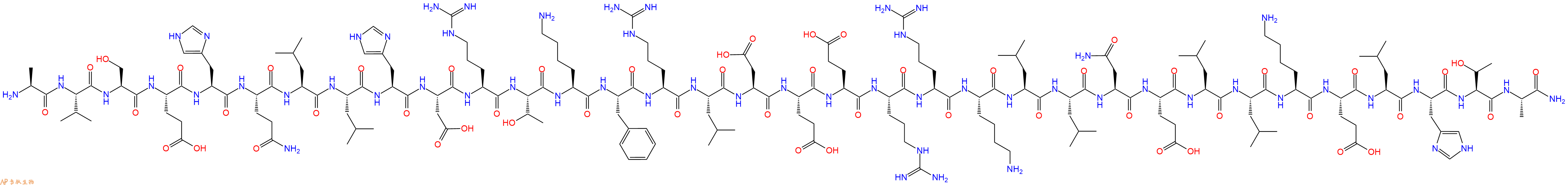 专肽生物产品H2N-Ala-Val-Ser-Glu-His-Gln-Leu-Leu-His-Asp-Arg-Thr-Lys-Phe-Arg-Leu-Asp-Glu-Glu-Arg-Arg-Lys-Leu-Leu-Asn-Glu-Leu-Leu-Lys-Glu-Leu-His-Thr-Ala-CONH2