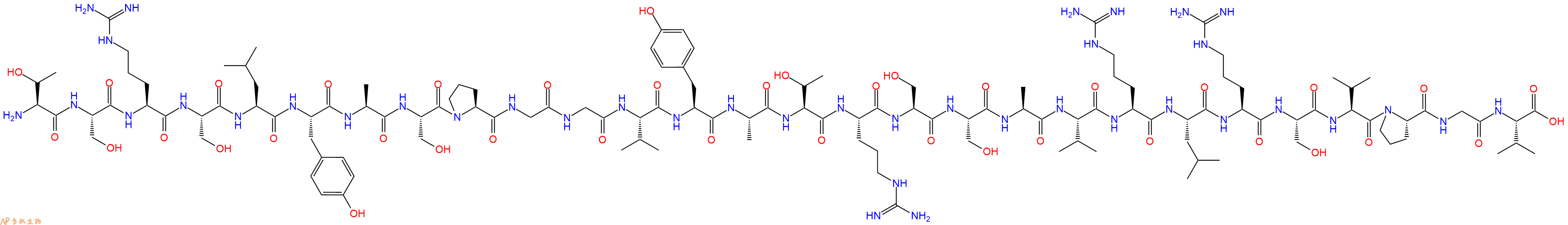 专肽生物产品H2N-Thr-Ser-Arg-Ser-Leu-Tyr-Ala-Ser-Pro-Gly-Gly-Val-Tyr-Ala-Thr-Arg-Ser-Ser-Ala-Val-Arg-Leu-Arg-Ser-Val-Pro-Gly-Val-OH