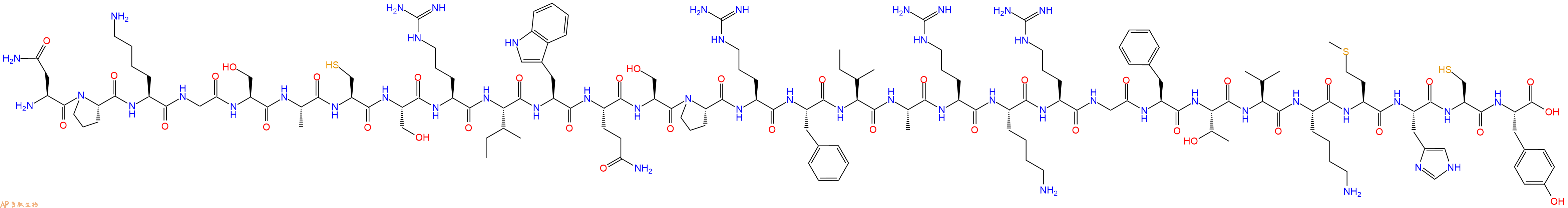 专肽生物产品H2N-Asn-Pro-Lys-Gly-Ser-Ala-Cys-Ser-Arg-Ile-Trp-Gln-Ser-Pro-Arg-Phe-Ile-Ala-Arg-Lys-Arg-Gly-Phe-Thr-Val-Lys-Met-His-Cys-Tyr-OH
