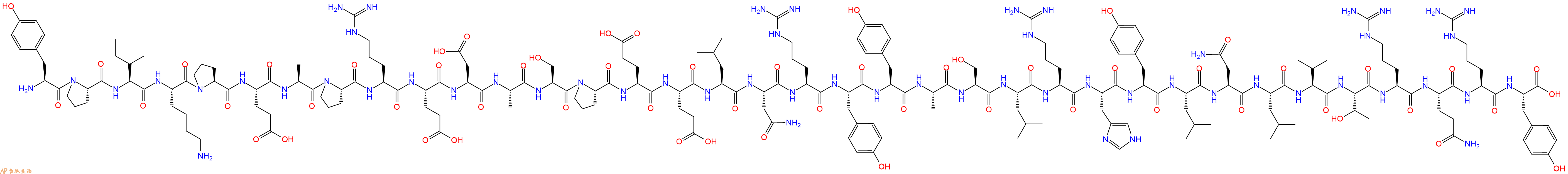 专肽生物产品H2N-Tyr-Pro-Ile-Lys-Pro-Glu-Ala-Pro-Arg-Glu-Asp-Ala-Ser-Pro-Glu-Glu-Leu-Asn-Arg-Tyr-Tyr-Ala-Ser-Leu-Arg-His-Tyr-Leu-Asn-Leu-Val-Thr-Arg-Gln-Arg-Tyr-OH