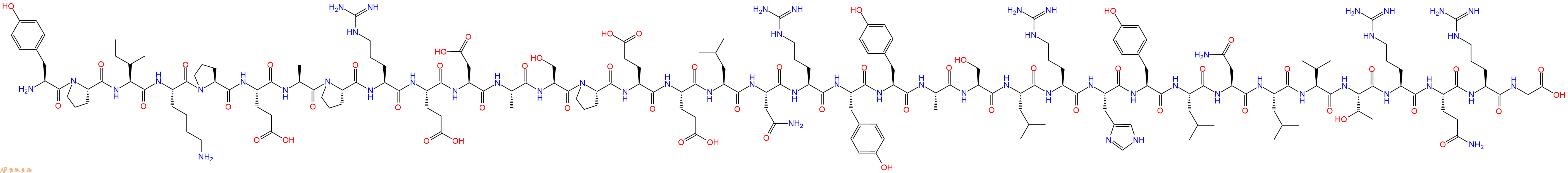 专肽生物产品H2N-Tyr-Pro-Ile-Lys-Pro-Glu-Ala-Pro-Arg-Glu-Asp-Ala-Ser-Pro-Glu-Glu-Leu-Asn-Arg-Tyr-Tyr-Ala-Ser-Leu-Arg-His-Tyr-Leu-Asn-Leu-Val-Thr-Arg-Gln-Arg-Gly-OH