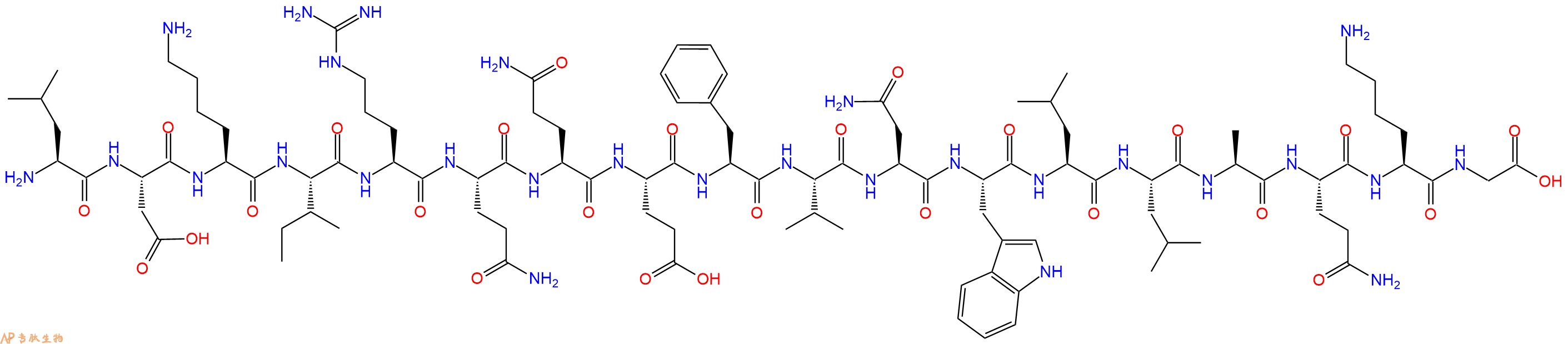 专肽生物产品H2N-Leu-Asp-Lys-Ile-Arg-Gln-Gln-Glu-Phe-Val-Asn-Trp-Leu-Leu-Ala-Gln-Lys-Gly-OH