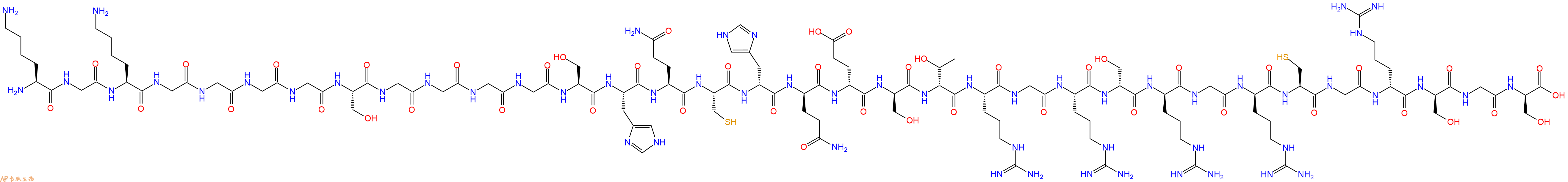 专肽生物产品H2N-Lys-Gly-Lys-Gly-Gly-Gly-Gly-Ser-Gly-Gly-Gly-Gly-Ser-His-Gln-Cys-DHis-DGln-DGlu-DSer-DThr-Arg-Gly-Arg-DSer-DArg-Gly-DArg-Cys-Gly-DArg-DSer-Gly-DSer-OH