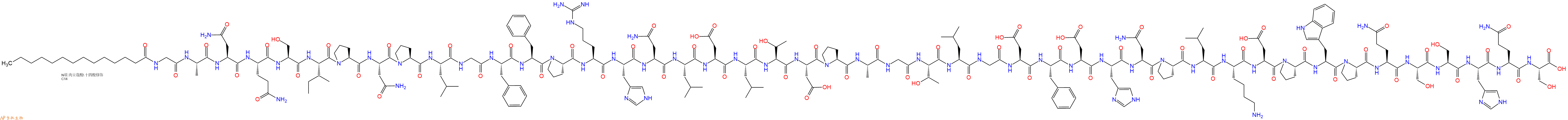 专肽生物产品Myristicacid-Gly-Ala-Asn-Gln-Ser-Ile-Pro-Asn-Pro-Leu-Gly-Phe-Phe-Pro-Arg-His-Asn-Leu-Asp-Leu-Thr-Asp-Pro-Ala-Gly-Thr-Leu-Gly-Asp-Phe-Asp-His-Asn-Pro-Leu-Lys-Asp-Pro-Trp-Pro-Gln-Ser-Ser-His-Gln-Ser-OH