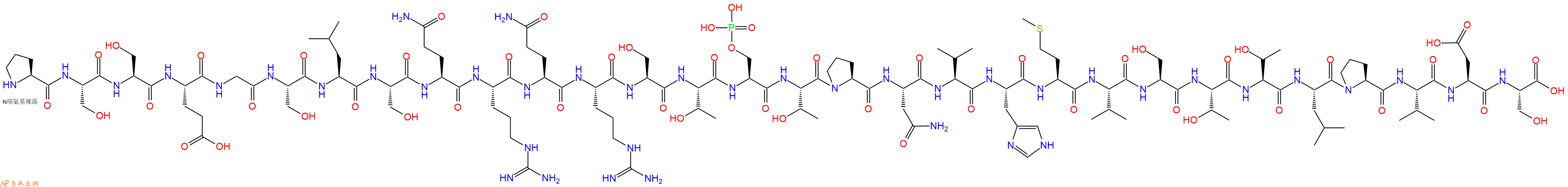 专肽生物产品H2N-Pro-Ser-Ser-Glu-Gly-Ser-Leu-Ser-Gln-Arg-Gln-Arg-Ser-Thr-Ser(PO3H2)-Thr-Pro-Asn-Val-His-Met-Val-Ser-Thr-Thr-Leu-Pro-Val-Asp-Ser-OH