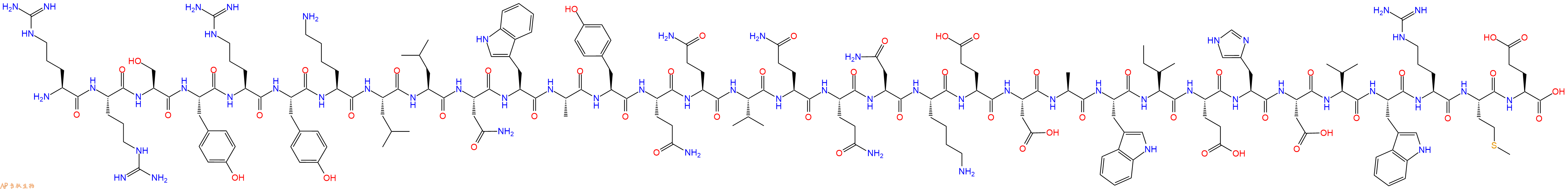 专肽生物产品H2N-Arg-Arg-Ser-Tyr-Arg-Tyr-Lys-Leu-Leu-Asn-Trp-Ala-Tyr-Gln-Gln-Val-Gln-Gln-Asn-Lys-Glu-Asp-Ala-Trp-Ile-Glu-His-Asp-Val-Trp-Arg-Met-Glu-OH