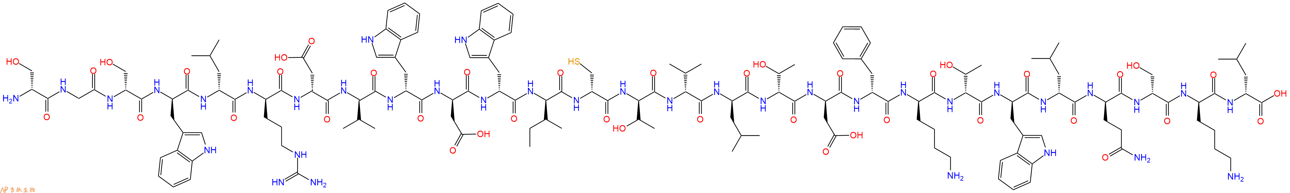 专肽生物产品H2N-DSer-Gly-DSer-DTrp-DLeu-DArg-DAsp-DVal-DTrp-DAsp-DTrp-DIle-DCys-DThr-DVal-DLeu-DThr-DAsp-DPhe-DLys-DThr-DTrp-DLeu-DGln-DSer-DLys-DLeu-OH
