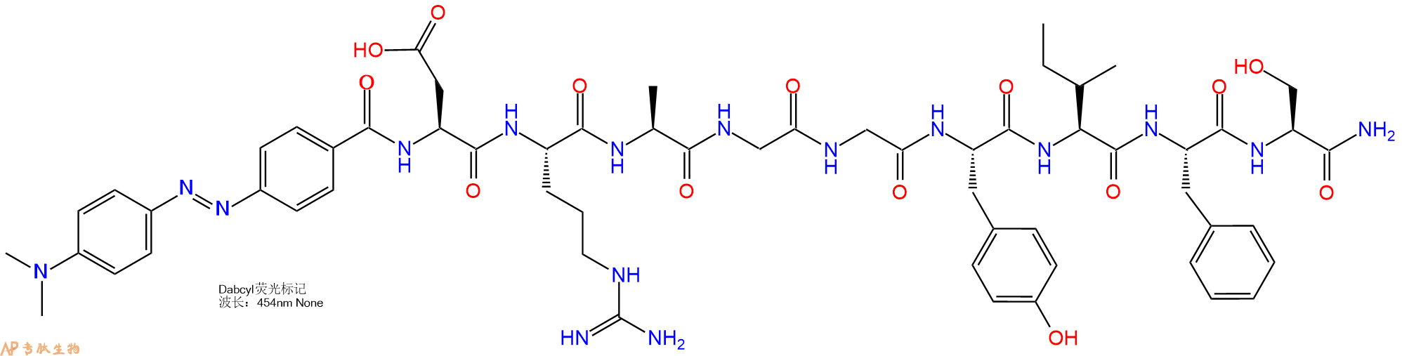 专肽生物产品DABCYL-Asp-Arg-Ala-Gly-Gly-Tyr-Ile-Phe-Ser-CONH2