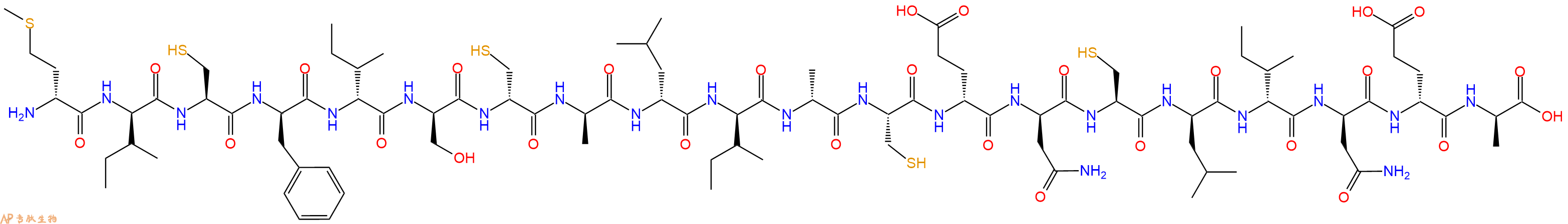 专肽生物产品H2N-DMet-DIle-Cys-DPhe-DIle-DSer-DCys-DAla-DLeu-DIle-DAla-Cys-DGlu-DAsn-Cys-DLeu-DIle-DAsn-DGlu-DAla-OH