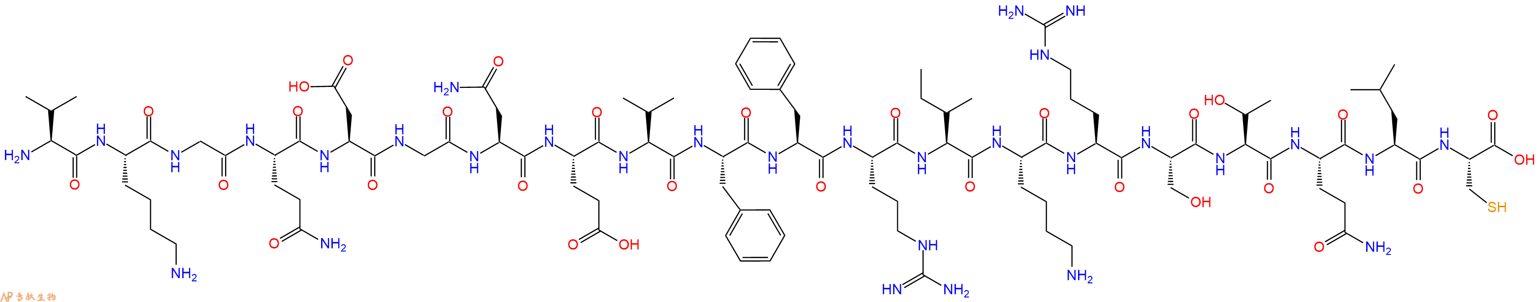 专肽生物产品H2N-Val-Lys-Gly-Gln-Asp-Gly-Asn-Glu-Val-Phe-Phe-Arg-Ile-Lys-Arg-Ser-Thr-Gln-Leu-Cys-OH