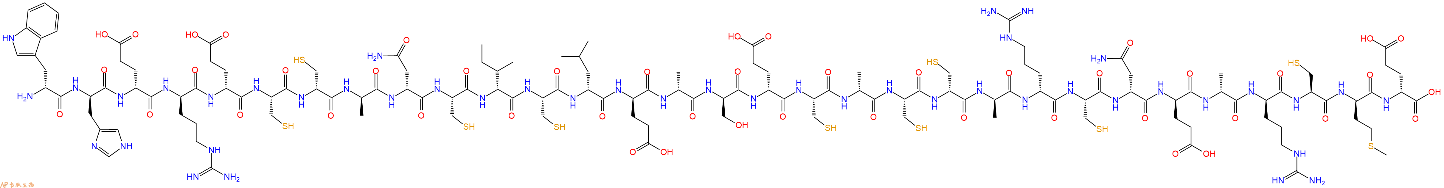 专肽生物产品H2N-DTrp-DHis-DGlu-DArg-DGlu-Cys-DCys-DAla-DAsn-Cys-DIle-Cys-DLeu-DGlu-DAla-DSer-DGlu-Cys-DAla-Cys-DCys-DAla-DArg-Cys-DAsn-DGlu-DAla-DArg-Cys-DMet-DGlu-OH