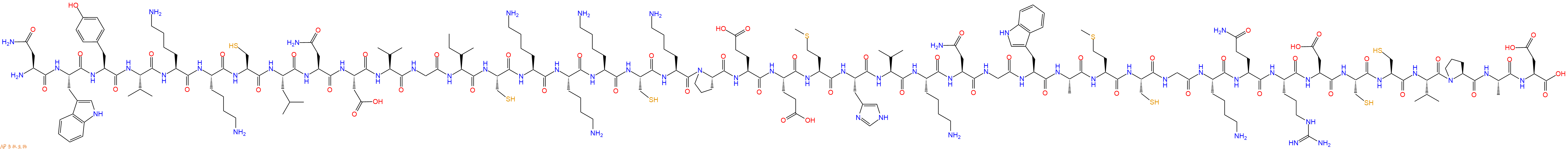 专肽生物产品H2N-Asn-Trp-Tyr-Val-Lys-Lys-Cys-Leu-Asn-Asp-Val-Gly-Ile-Cys-Lys-Lys-Lys-Cys-Lys-Pro-Glu-Glu-Met-His-Val-Lys-Asn-Gly-Trp-Ala-Met-Cys-Gly-Lys-Gln-Arg-Asp-Cys-Cys-Val-Pro-Ala-Asp-OH