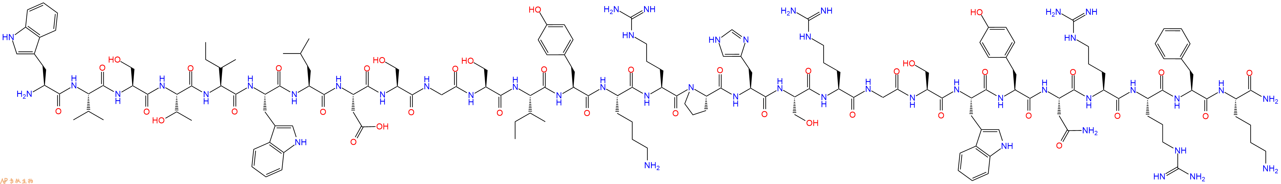 专肽生物产品H2N-Trp-Val-Ser-Thr-Ile-Trp-Leu-Asp-Ser-Gly-Ser-Ile-Tyr-Lys-Arg-Pro-His-Ser-Arg-Gly-Ser-Trp-Tyr-Asn-Arg-Arg-Phe-Lys-CONH2