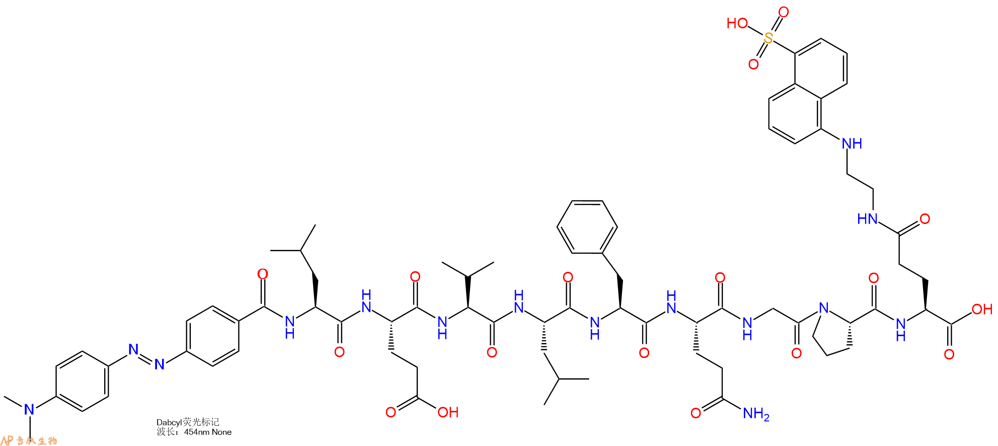 专肽生物产品DABCYL-Leu-Glu-Val-Leu-Phe-Gln-Gly-Pro-Glu(Edans)-OH