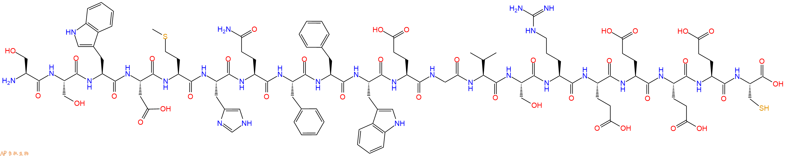 专肽生物产品H2N-Ser-Ser-Trp-Asp-Met-His-Gln-Phe-Phe-Trp-Glu-Gly-Val-Ser-Arg-Glu-Glu-Glu-Glu-Cys-OH