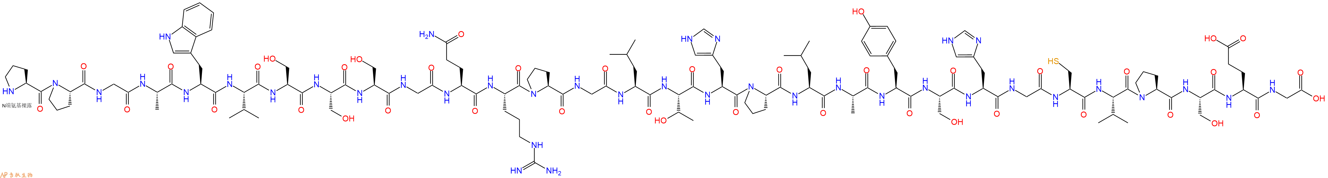 专肽生物产品H2N-Pro-Pro-Gly-Ala-Trp-Val-Ser-Ser-Ser-Gly-Gln-Arg-Pro-Gly-Leu-Thr-His-Pro-Leu-Ala-Tyr-Ser-His-Gly-Cys-Val-Pro-Ser-Glu-Gly-OH