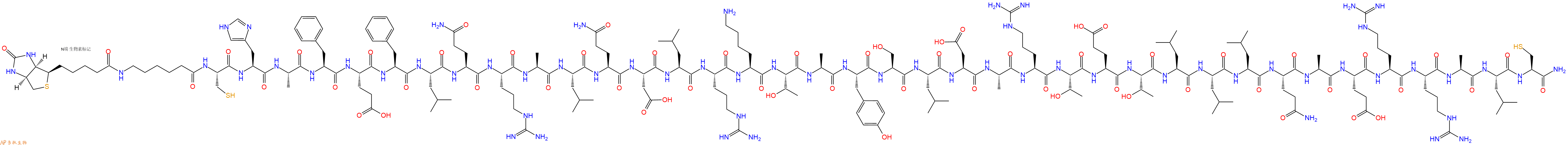 专肽生物产品Biotinyl-Ahx-Cys-His-Ala-Phe-Glu-Phe-Leu-Gln-Arg-Ala-Leu-Gln-Asp-Leu-Arg-Lys-Thr-Ala-Tyr-Ser-Leu-Asp-Ala-Arg-Thr-Glu-Thr-Leu-Leu-Leu-Gln-Ala-Glu-Arg-Arg-Ala-Leu-Cys-CONH2
