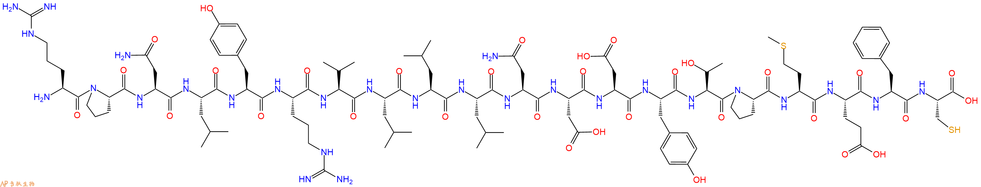 专肽生物产品H2N-Arg-Pro-Asn-Leu-Tyr-Arg-Val-Leu-Leu-Leu-Asn-Asp-Asp-Tyr-Thr-Pro-Met-Glu-Phe-Cys-OH