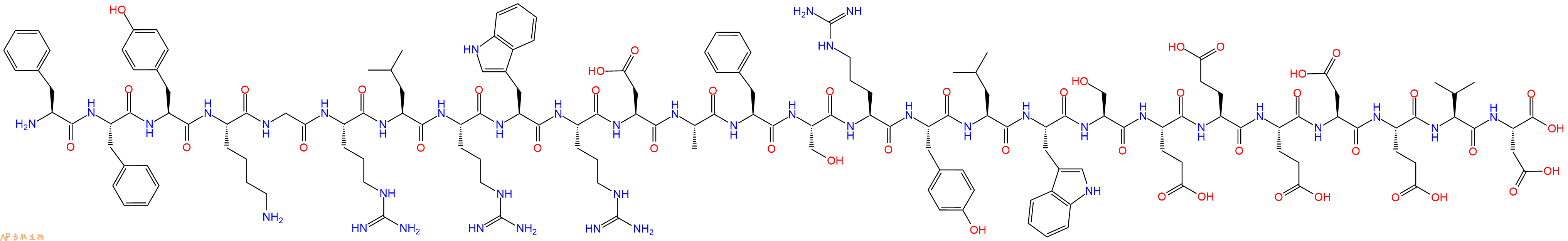 专肽生物产品H2N-Phe-Phe-Tyr-Lys-Gly-Arg-Leu-Arg-Trp-Arg-Asp-Ala-Phe-Ser-Arg-Tyr-Leu-Trp-Ser-Glu-Glu-Glu-Asp-Glu-Val-Asp-OH