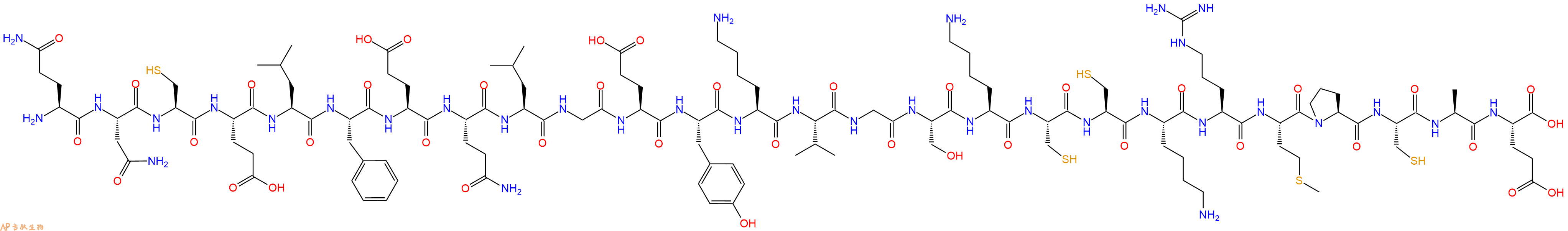 专肽生物产品H2N-Gln-Asn-Cys-Glu-Leu-Phe-Glu-Gln-Leu-Gly-Glu-Tyr-Lys-Val-Gly-Ser-Lys-Cys-Cys-Lys-Arg-Met-Pro-Cys-Ala-Glu-OH