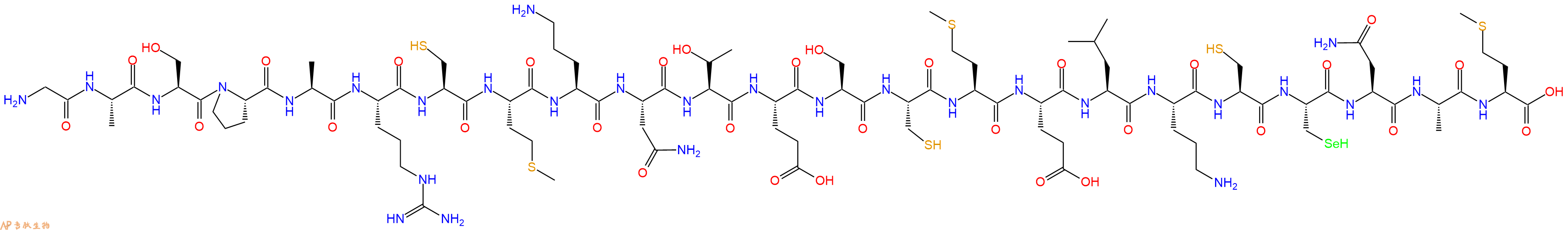 专肽生物产品H2N-Gly-Ala-Ser-Pro-Ala-Arg-Cys-Met-Orn-Asn-Thr-Glu-Ser-Cys-Met-Glu-Leu-Orn-Cys-Sec-Asn-Ala-Met-OH