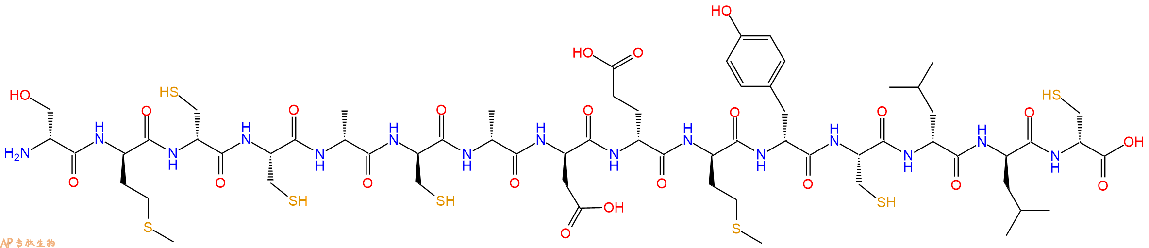 专肽生物产品H2N-DSer-DMet-DCys-Cys-DAla-DCys-DAla-DAsp-DGlu-DMet-DTyr-Cys-DLeu-DLeu-DCys-OH