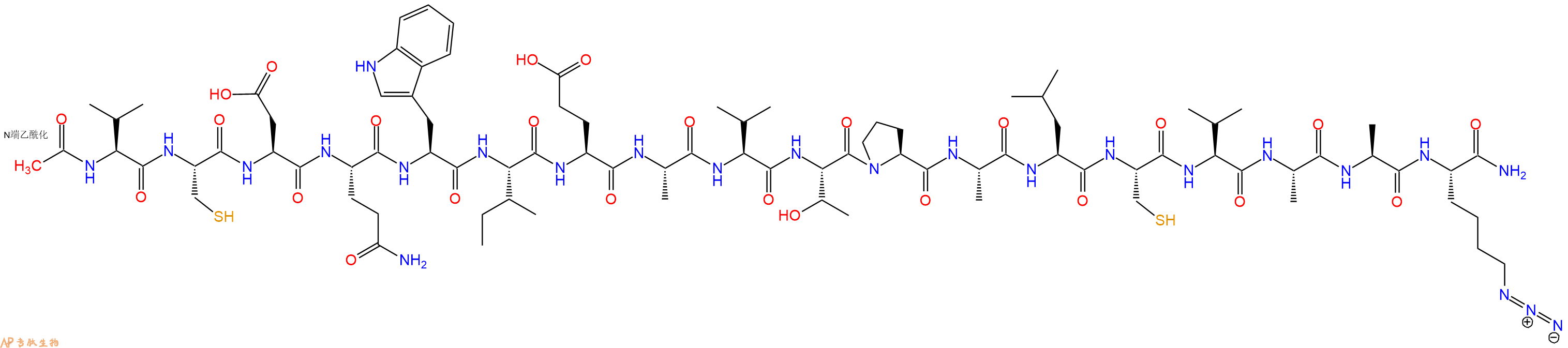 专肽生物产品Ac-Val-Cys-Asp-Gln-Trp-Ile-Glu-Ala-Val-Thr-Pro-Ala-Leu-Cys-Val-Ala-Ala-Lys(N3)-CONH2