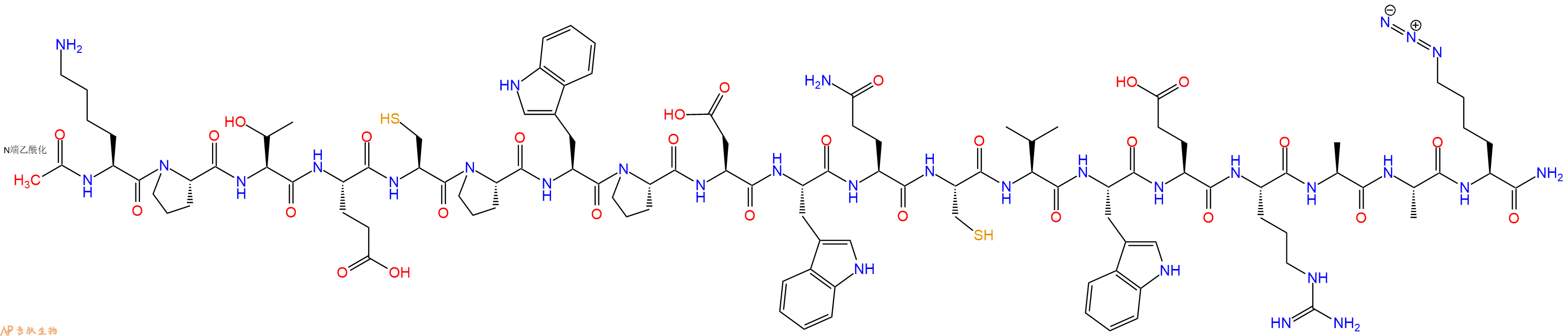 专肽生物产品Ac-Lys-Pro-Thr-Glu-Cys-Pro-Trp-Pro-Asp-Trp-Gln-Cys-Val-Trp-Glu-Arg-Ala-Ala-Lys(N3)-CONH2