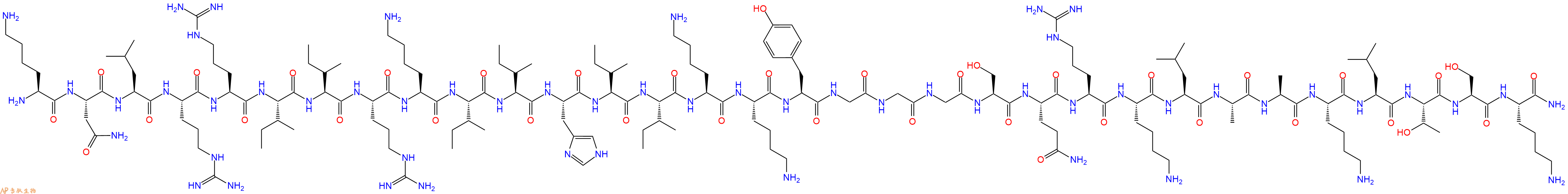 专肽生物产品H2N-Lys-Asn-Leu-Arg-Arg-Ile-Ile-Arg-Lys-Ile-Ile-His-Ile-Ile-Lys-Lys-Tyr-Gly-Gly-Gly-Ser-Gln-Arg-Lys-Leu-Ala-Ala-Lys-Leu-Thr-Ser-Lys-CONH2