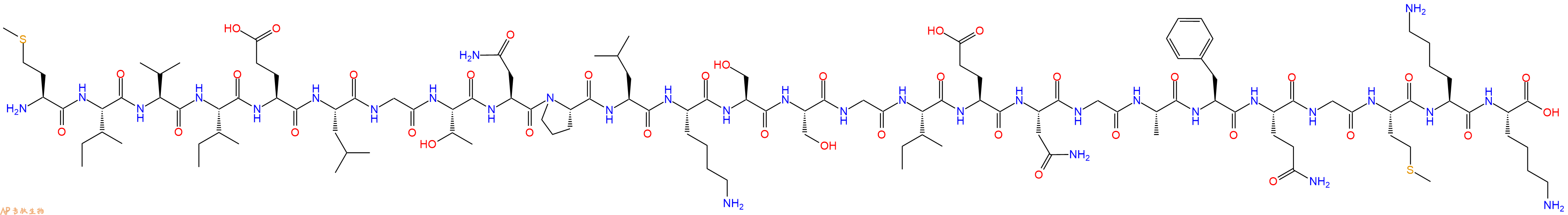 专肽生物产品H2N-Met-Ile-Val-Ile-Glu-Leu-Gly-Thr-Asn-Pro-Leu-Lys-Ser-Ser-Gly-Ile-Glu-Asn-Gly-Ala-Phe-Gln-Gly-Met-Lys-Lys-OH