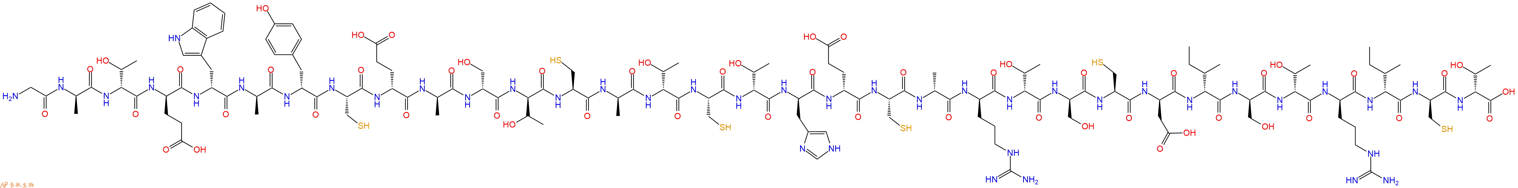 专肽生物产品H2N-Gly-DAla-DThr-DGlu-DTrp-DAla-DTyr-Cys-DGlu-DAla-DSer-DThr-Cys-DAla-DThr-Cys-DThr-DHis-DGlu-Cys-DAla-DArg-DThr-DSer-Cys-DAsp-DIle-DSer-DThr-DArg-DIle-DCys-DThr-OH
