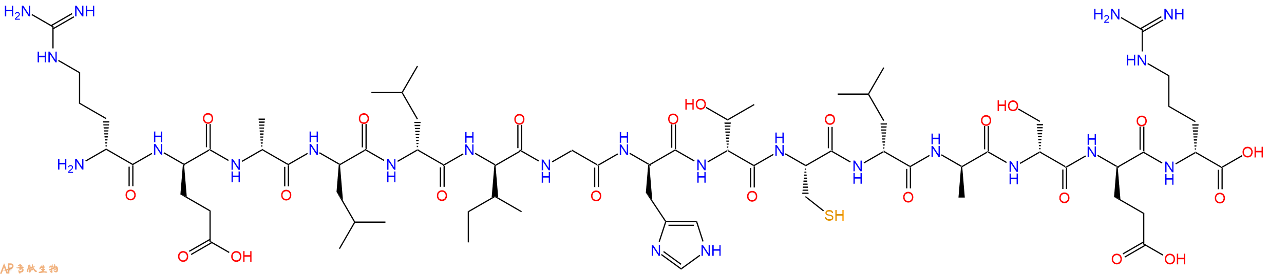 专肽生物产品H2N-DArg-DGlu-DAla-DLeu-DLeu-DIle-Gly-DHis-DThr-Cys-DLeu-DAla-DSer-DGlu-DArg-OH