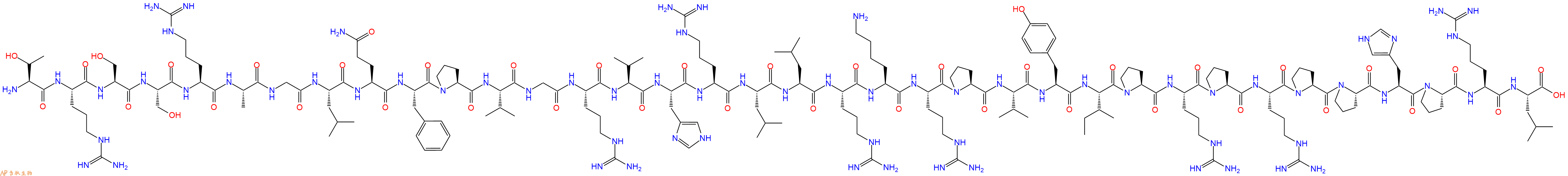 专肽生物产品H2N-Thr-Arg-Ser-Ser-Arg-Ala-Gly-Leu-Gln-Phe-Pro-Val-Gly-Arg-Val-His-Arg-Leu-Leu-Arg-Lys-Arg-Pro-Val-Tyr-Ile-Pro-Arg-Pro-Arg-Pro-Pro-His-Pro-Arg-Leu-OH