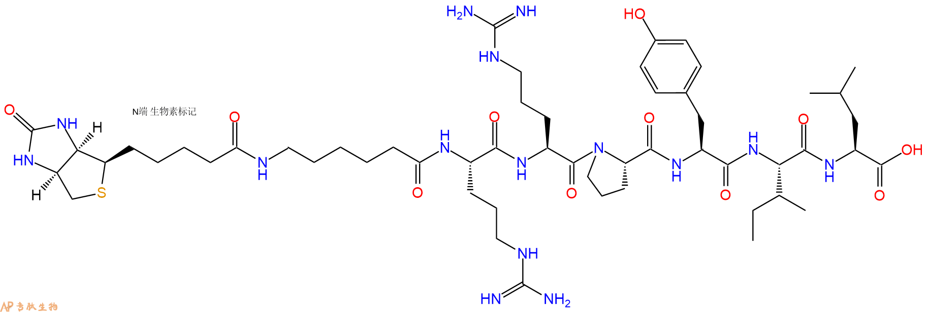 专肽生物产品Biotinyl-Ahx-Arg-Arg-Pro-Tyr-Ile-Leu-OH