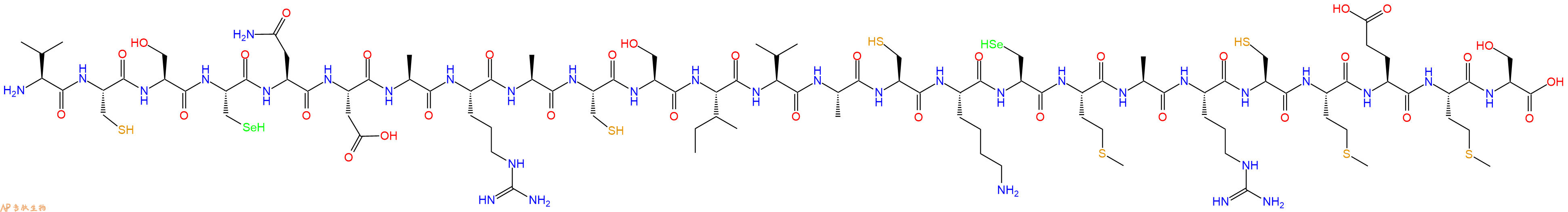 专肽生物产品H2N-Val-Cys-Ser-Sec-Asn-Asp-Ala-Arg-Ala-Cys-Ser-Ile-Val-Ala-Cys-Lys-Sec-Met-Ala-Arg-Cys-Met-Glu-Met-Ser-OH