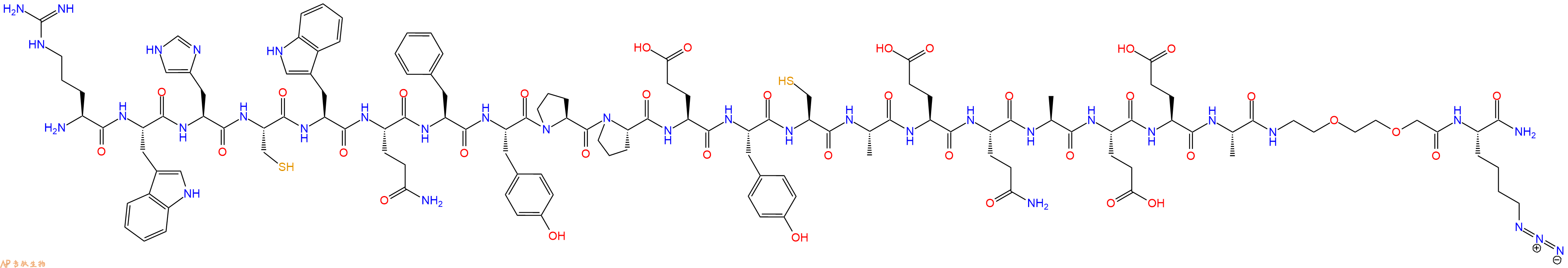 专肽生物产品H2N-Arg-Trp-His-Cys-Trp-Gln-Phe-Tyr-Pro-Pro-Glu-Tyr-Cys-Ala-Glu-Gln-Ala-Glu-Glu-Ala-AEEA-Lys(N3)-CONH2