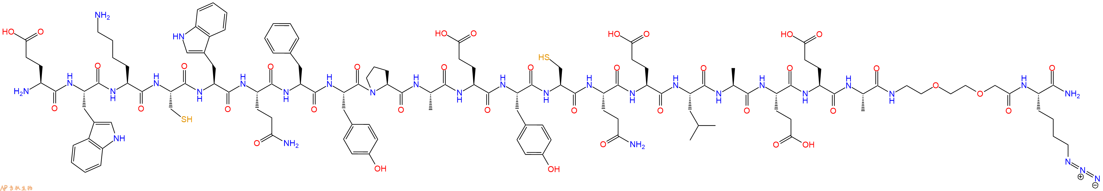 专肽生物产品H2N-Glu-Trp-Lys-Cys-Trp-Gln-Phe-Tyr-Pro-Ala-Glu-Tyr-Cys-Gln-Glu-Leu-Ala-Glu-Glu-Ala-AEEA-Lys(N3)-CONH2