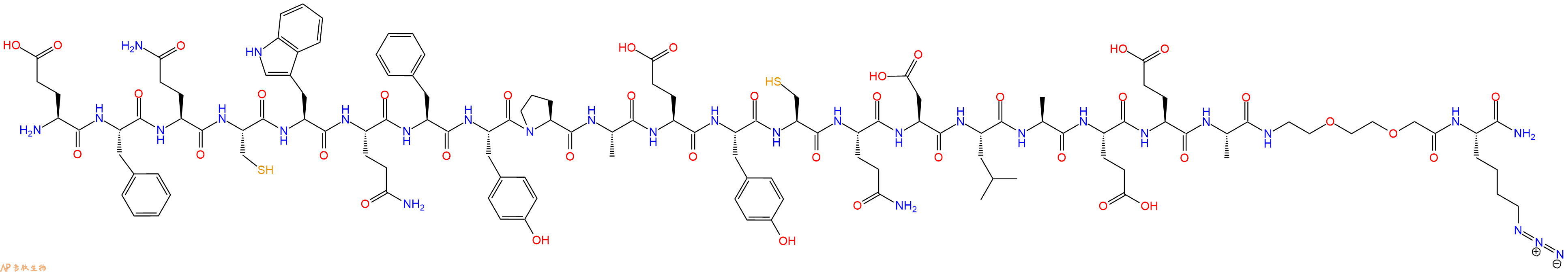 专肽生物产品H2N-Glu-Phe-Gln-Cys-Trp-Gln-Phe-Tyr-Pro-Ala-Glu-Tyr-Cys-Gln-Asp-Leu-Ala-Glu-Glu-Ala-AEEA-Lys(N3)-CONH2