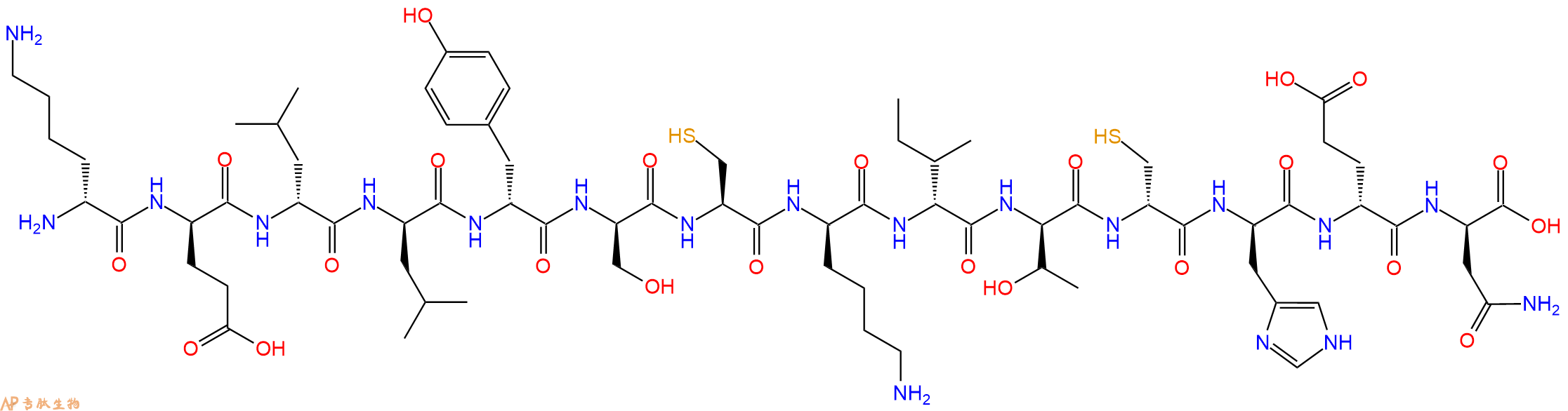 专肽生物产品H2N-DLys-DGlu-DLeu-DLeu-DTyr-DSer-Cys-DLys-DIle-DThr-DCys-DHis-DGlu-DAsn-OH