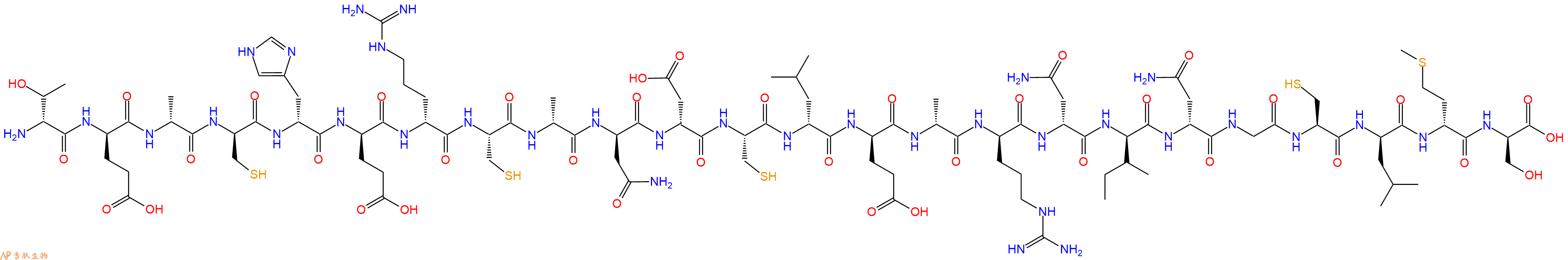 专肽生物产品H2N-DThr-DGlu-DAla-DCys-DHis-DGlu-DArg-Cys-DAla-DAsn-DAsp-Cys-DLeu-DGlu-DAla-DArg-DAsn-DIle-DAsn-Gly-Cys-DLeu-DMet-DSer-OH