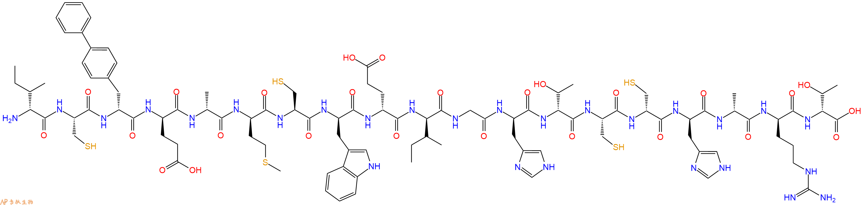专肽生物产品H2N-DIle-Cys-DBip-DGlu-DAla-DMet-Cys-DTrp-DGlu-DIle-Gly-DHis-DThr-Cys-DCys-DHis-DAla-DArg-DThr-OH