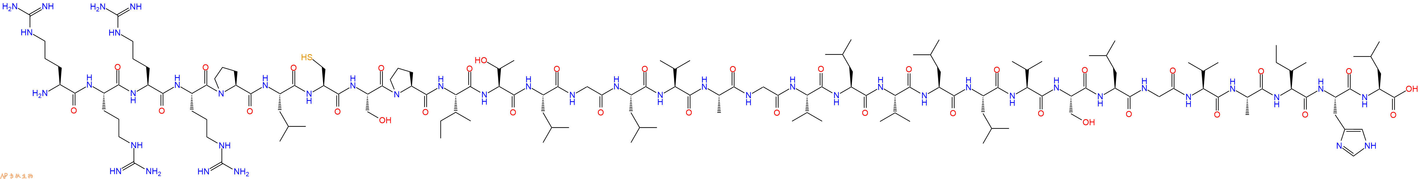 专肽生物产品H2N-Arg-Arg-Arg-Arg-Pro-Leu-Cys-Ser-Pro-Ile-Thr-Leu-Gly-Leu-Val-Ala-Gly-Val-Leu-Val-Leu-Leu-Val-Ser-Leu-Gly-Val-Ala-Ile-His-Leu-OH