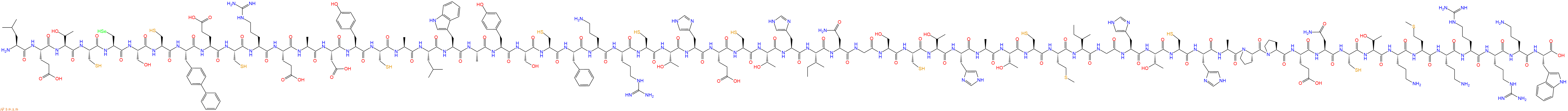 专肽生物产品H2N-Leu-Glu-Thr-Cys-Sec-Ser-Cys-Bip-Glu-Cys-Arg-Glu-Ala-Asp-Tyr-Cys-Ala-Leu-Trp-Ala-Tyr-Ser-Cys-Phe-Orn-Arg-Cys-Thr-His-Glu-Cys-Thr-His-Ile-Asn-Gly-Ser-Cys-Thr-His-Ala-Thr-Cys-Met-Ile-Gly-His-Thr-Cys-His-Ala-Pro-Pro-Glu-Asn-Cys-Thr-Orn-Met-Orn-Arg-Arg-Orn-