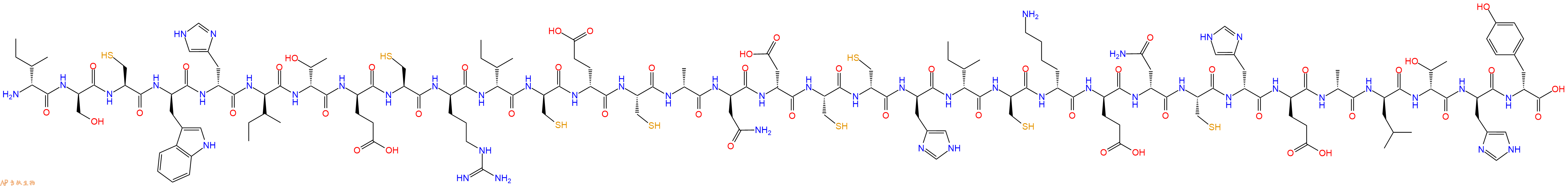 专肽生物产品H2N-DIle-DSer-Cys-DTrp-DHis-DIle-DThr-DGlu-Cys-DArg-DIle-DCys-DGlu-Cys-DAla-DAsn-DAsp-Cys-DCys-DHis-DIle-DCys-DLys-DGlu-DAsn-Cys-DHis-DGlu-DAla-DLeu-DThr-DHis-DTyr-OH