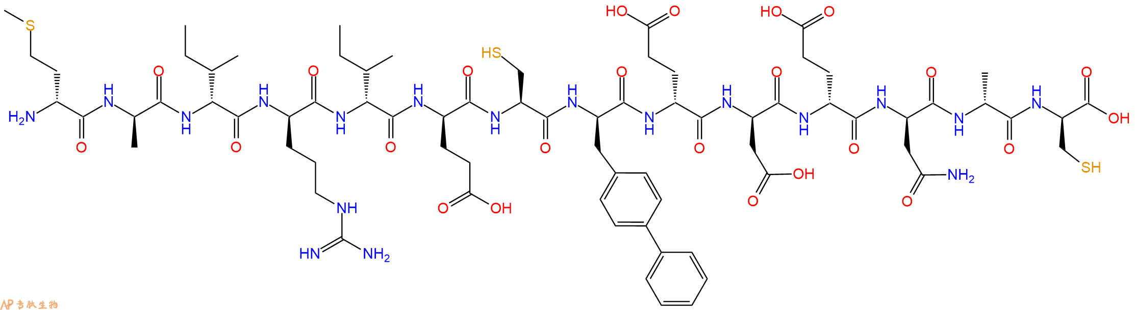 专肽生物产品H2N-DMet-DAla-DIle-DArg-DIle-DGlu-Cys-DBip-DGlu-DAsp-DGlu-DAsn-DAla-DCys-OH