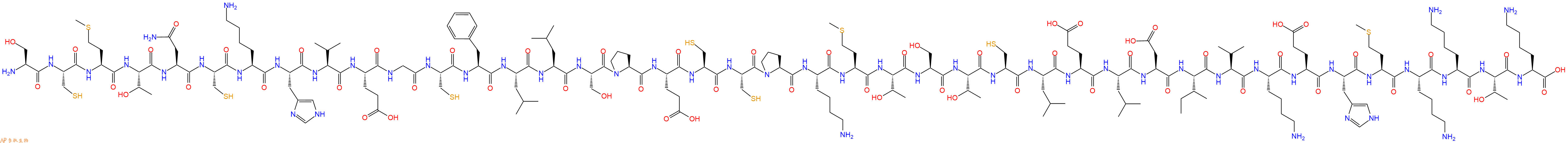 专肽生物产品H2N-Ser-Cys-Met-Thr-Asn-Cys-Lys-His-Val-Glu-Gly-Cys-Phe-Leu-Leu-Ser-Pro-Glu-Cys-Cys-Pro-Lys-Met-Thr-Ser-Thr-Cys-Leu-Glu-Leu-Asp-Ile-Val-Lys-Glu-His-Met-Lys-Lys-Thr-Lys-OH