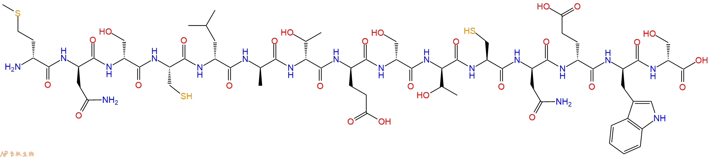 专肽生物产品H2N-DMet-DAsn-DSer-Cys-DLeu-DAla-DThr-DGlu-DSer-DThr-Cys-DAsn-DGlu-DTrp-DSer-OH