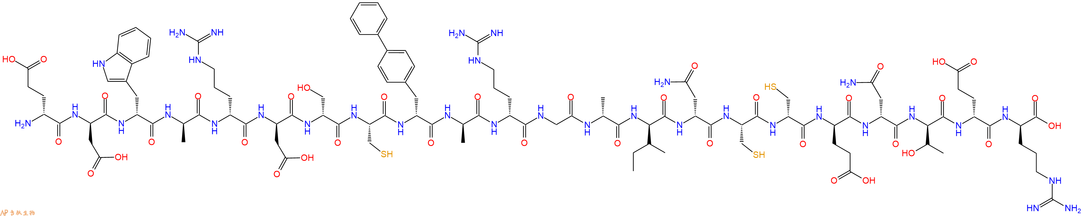 专肽生物产品H2N-DGlu-DAsp-DTrp-DAla-DArg-DAsp-DSer-Cys-DBip-DAla-DArg-Gly-DAla-DIle-DAsn-Cys-DCys-DGlu-DAsn-DThr-DGlu-DArg-OH