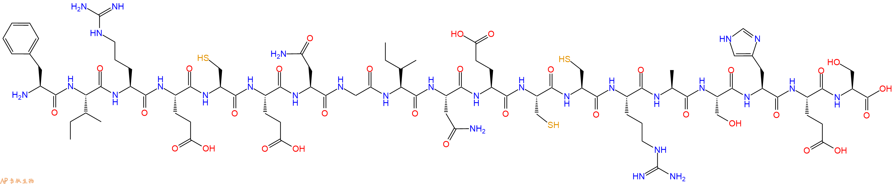 专肽生物产品H2N-Phe-Ile-Arg-Glu-Cys-Glu-Asn-Gly-Ile-Asn-Glu-Cys-Cys-Arg-Ala-Ser-His-Glu-Ser-OH