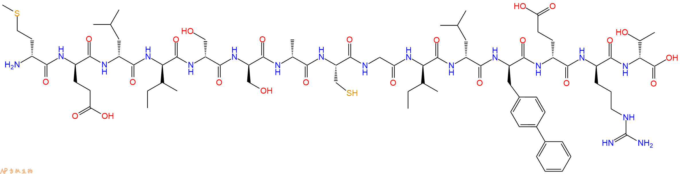 专肽生物产品H2N-DMet-DGlu-DLeu-DIle-DSer-DSer-DAla-Cys-Gly-DIle-DLeu-DBip-DGlu-DArg-DThr-OH